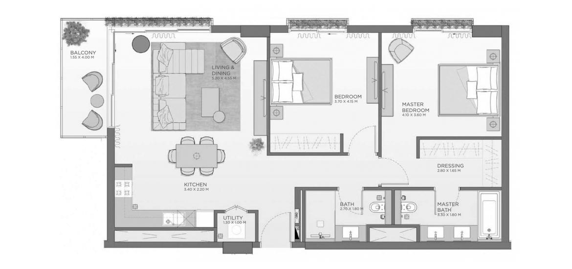 Floor plan «107sqm», 2 bedrooms in MYRTLE