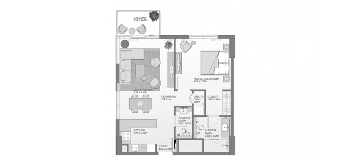 Floor plan «B4», 1 bedroom in LAUREL CENTRAL PARK